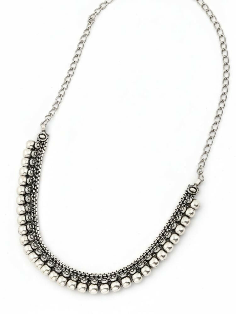 NVR Women Oxidised Silver Plated Necklace