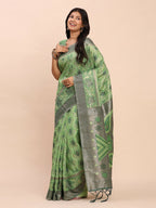 Shree Shyam Fashion Linen Cotton Green Saree - Distacart