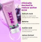 PLIX The Plant Fix Jamun Active Acne Regime - Cleanser, Acne Mark Serum, Moisturizer & Body Wash For Women & Men