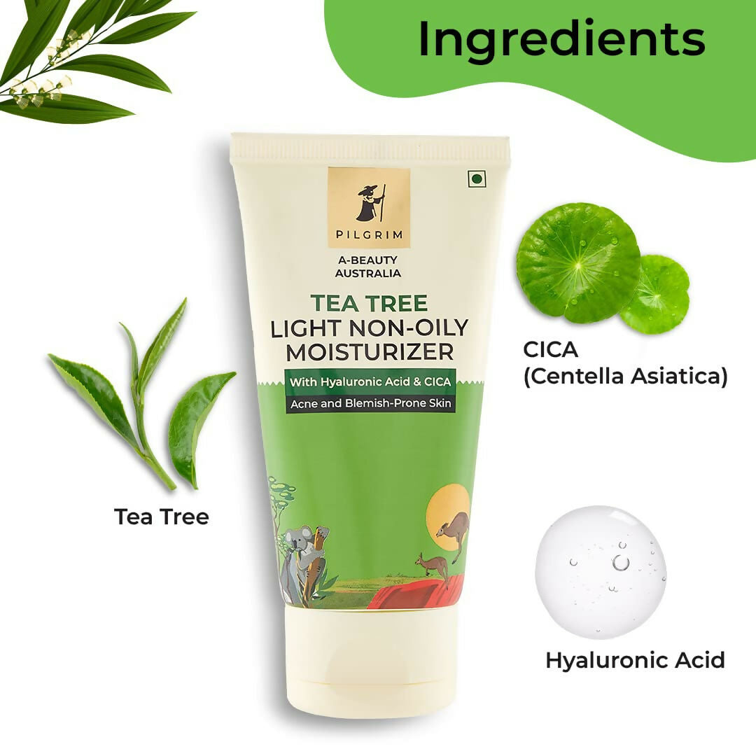 Pilgrim Australian Tea Tree Oil Free Face Moisturizer For Oily & Acne Prone Skin With Hyaluronic Acid & CICA - Distacart