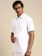 Ramraj Cotton Mens Half Sleeve White Shirt Plus Size - Pure Cotton