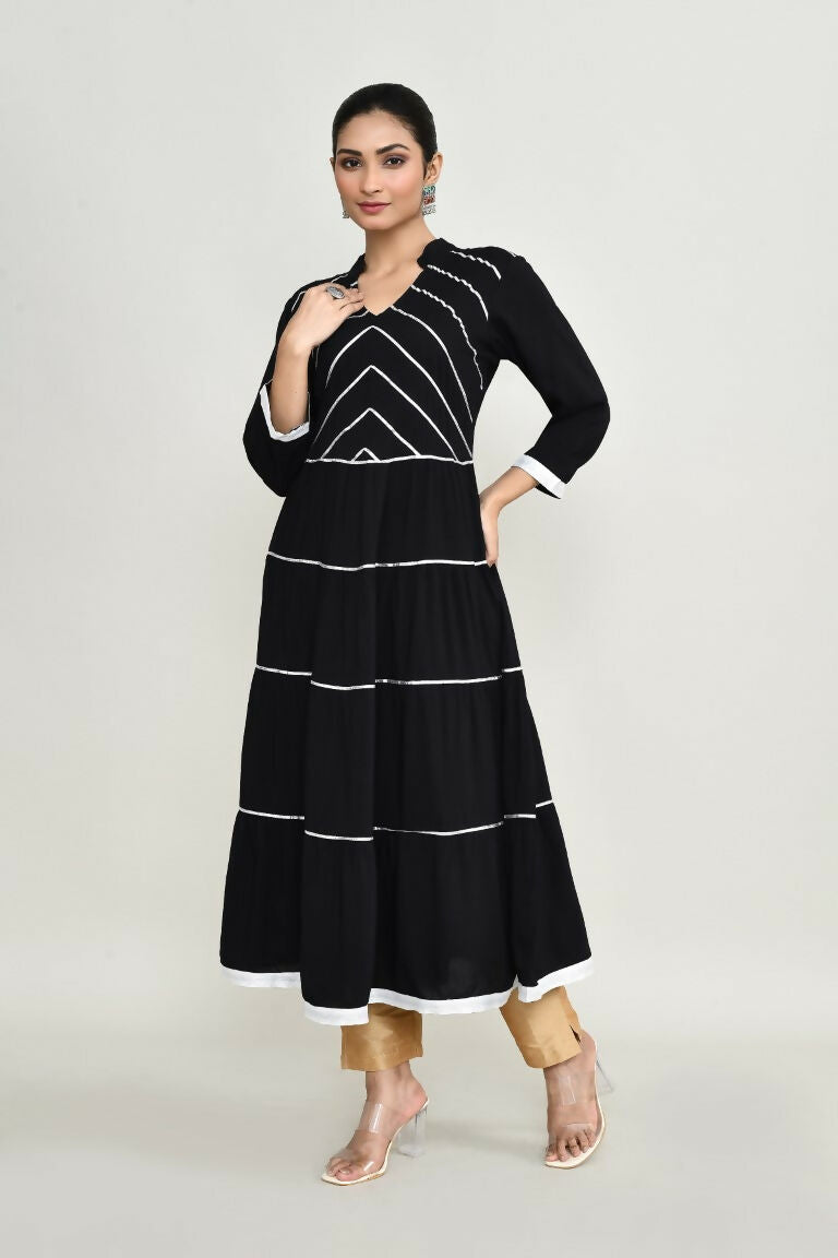 Joban Fashion Black Rayon Kurta Set