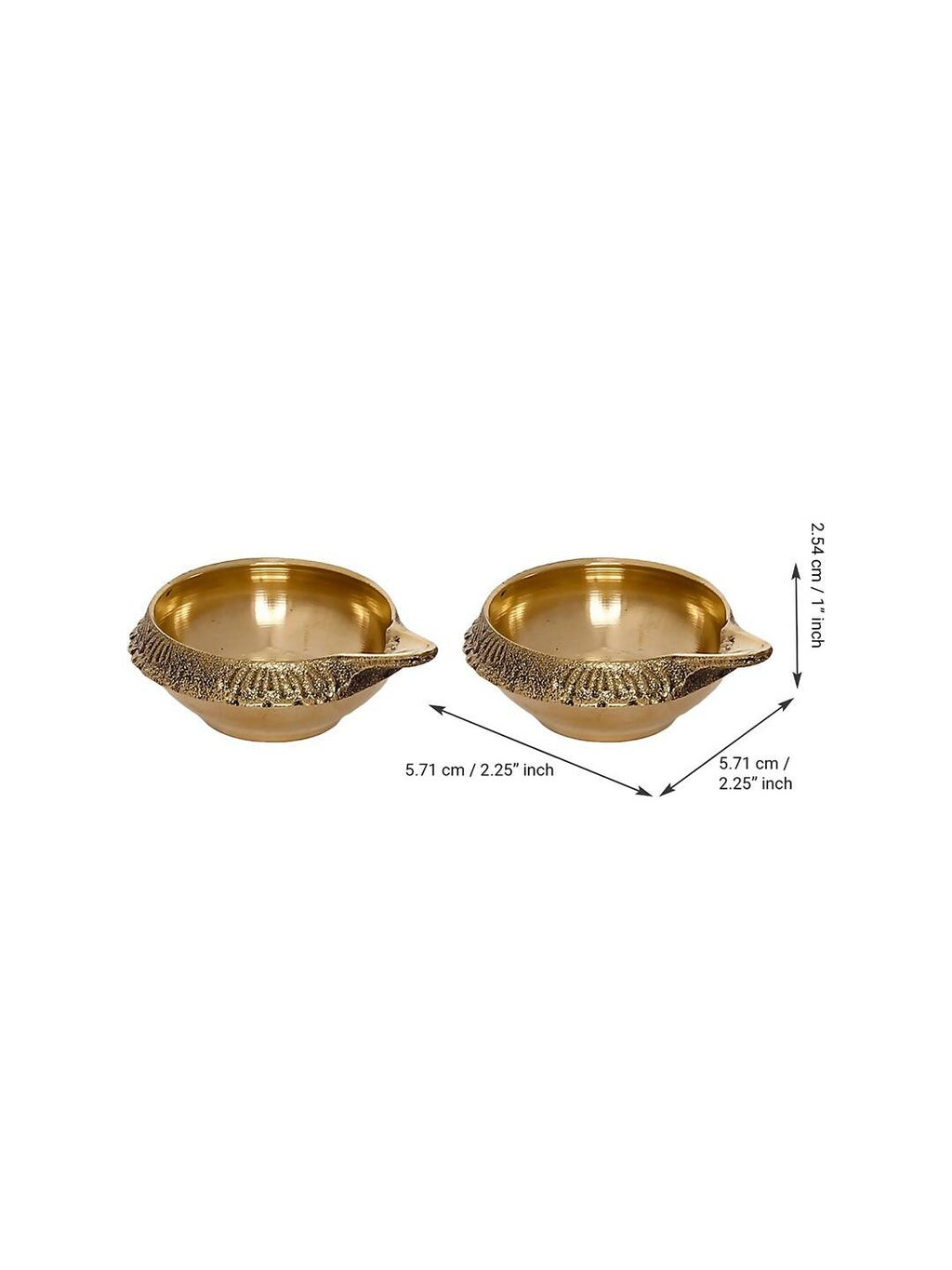 eCraftIndia Set of 2 Gold-Toned Auspicious Handcrafted Brass Diya