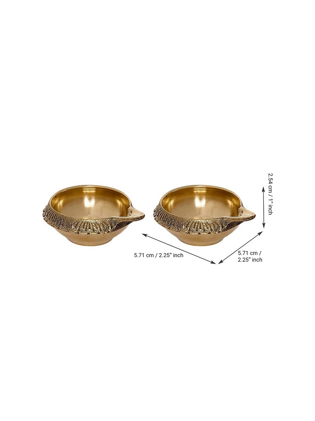 eCraftIndia Set of 2 Gold-Toned Auspicious Handcrafted Brass Diya