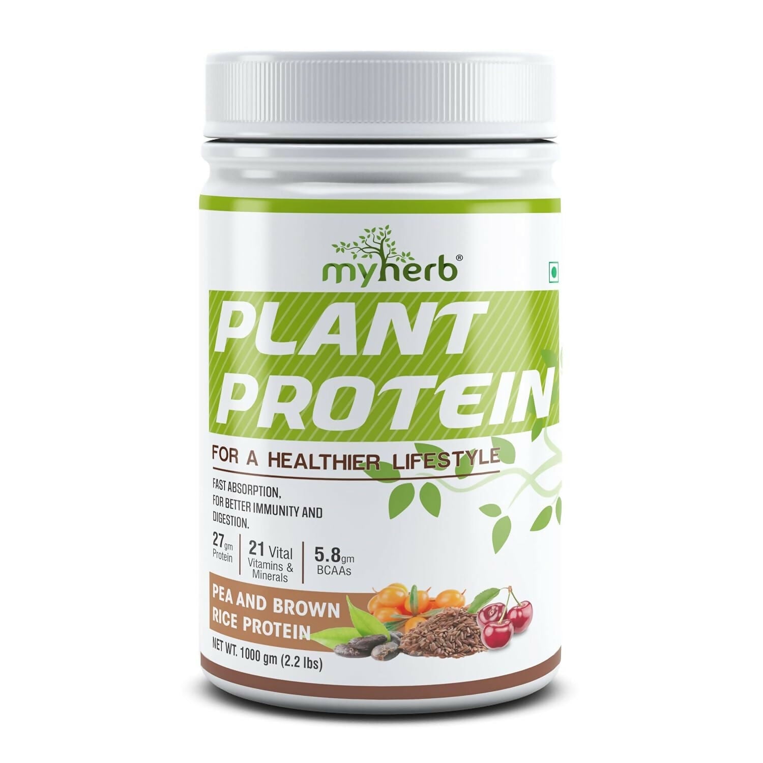 Myherb Plant Protein Powder, Pea And Brown Rice Protein Powder - Chocolate Flavour - Distacart