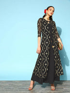 Ahalyaa Women's Olive Printed Jacket Style Dress - Distacart