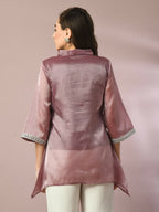 Myshka Women's Brown Solid Longline Party Tunic