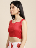 Saree Mall Women White & Red Printed Poly Chiffon Bandhani Saree With Matching Blouse - Distacart