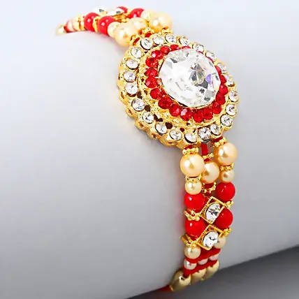 American Diamond Bling Rakhi And Cashew Jar - Distacart
