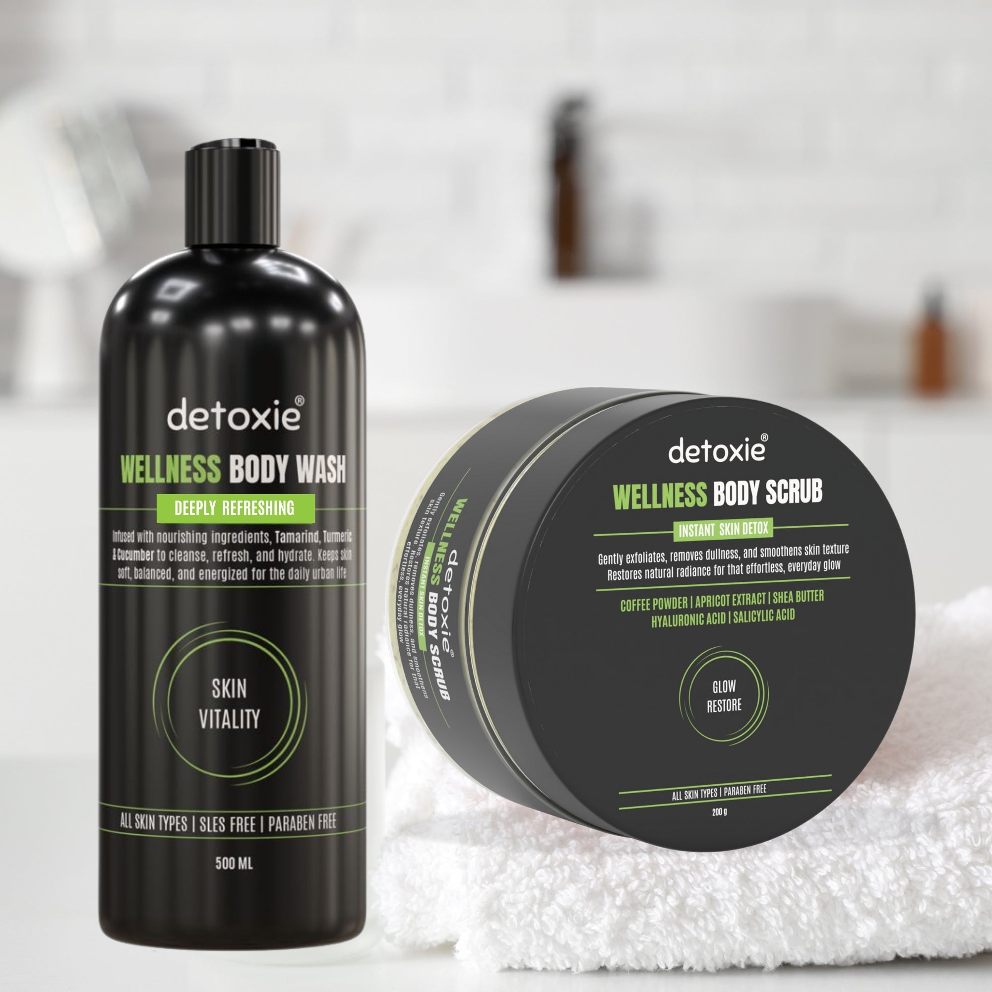 Detoxie Wellness Body Wash & Body Scrub Combo - Distacart