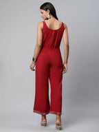 Ahalyaa Womens Maroon Chiffon Printed Jumpsuit - Distacart