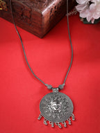 NVR Women's Elegant Silver Oxidised Brass Necklace