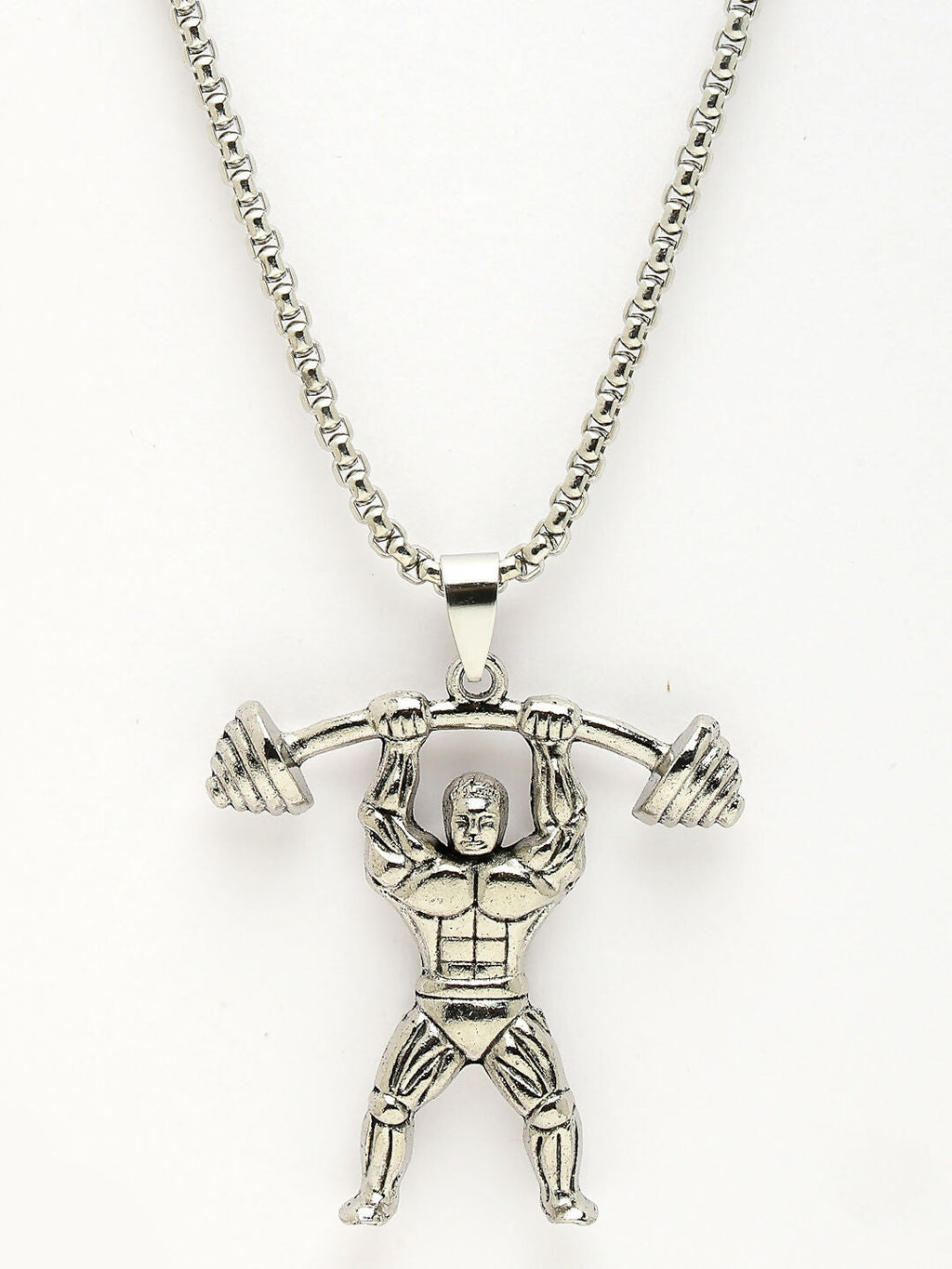 NVR Men's Silver-Plated Stainless Steel Hanuman Pendant with Chain