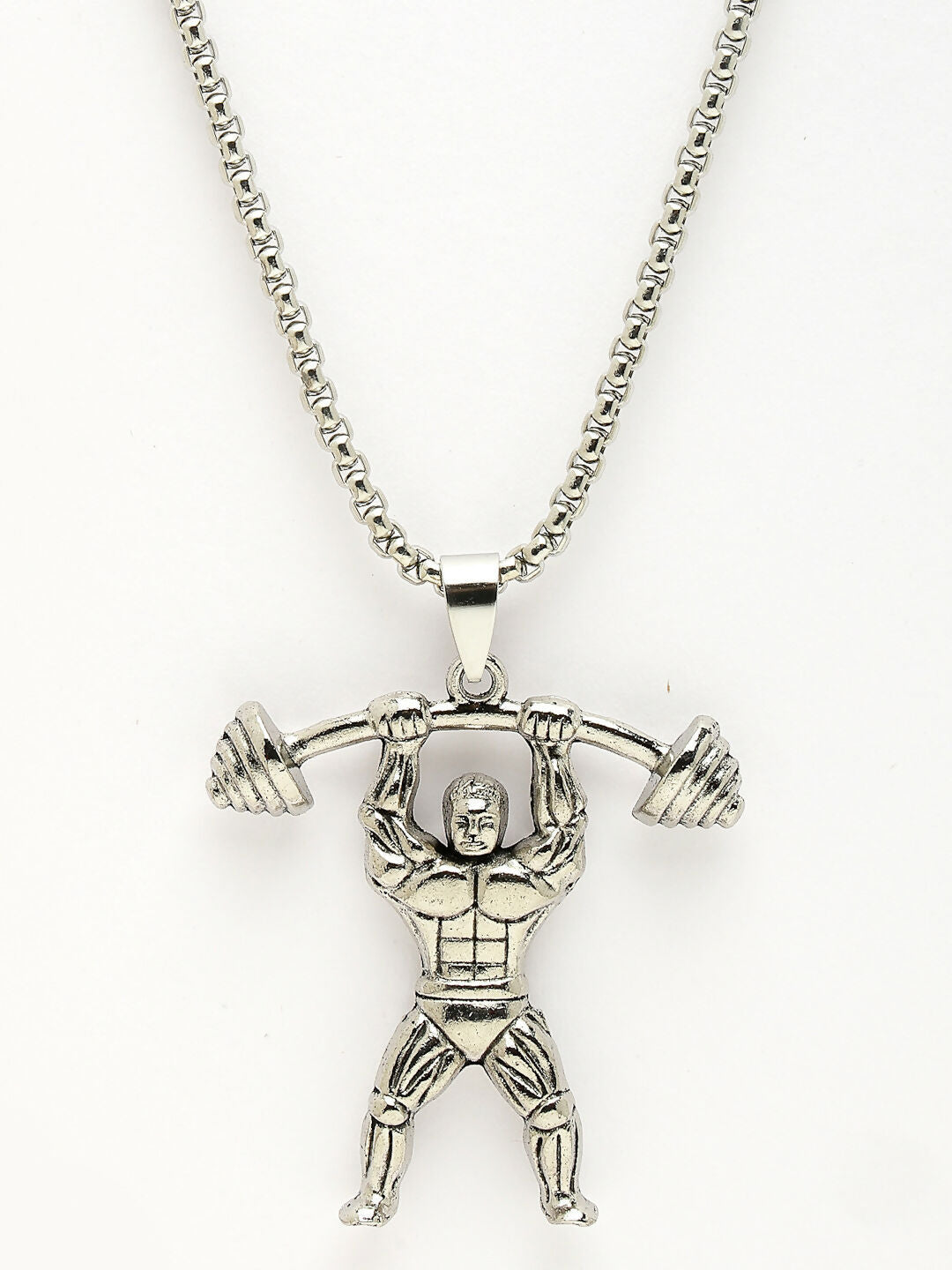 NVR Men's Silver-Plated Stainless Steel Hanuman Pendant with Chain