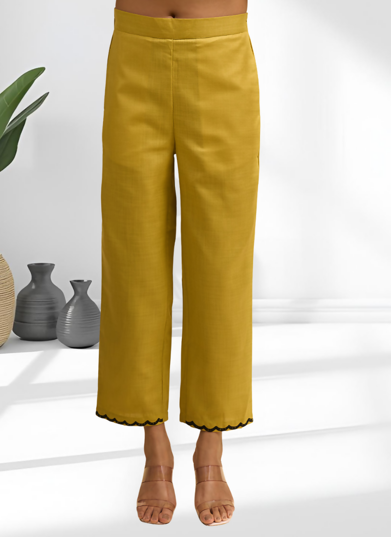 Joban Fashion Yellow Cotton, Linen Embroidered Readymade Cord Set - Distacart