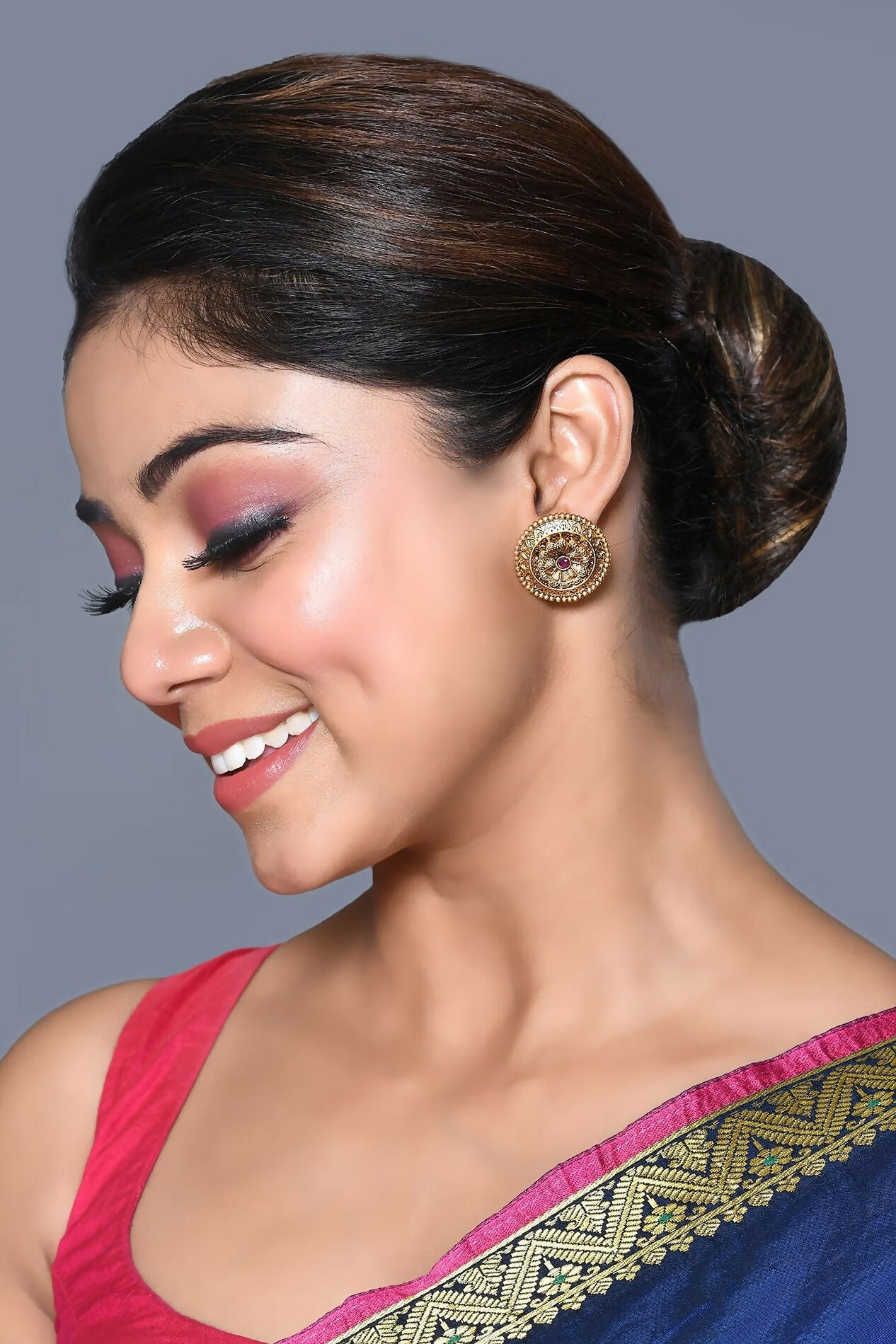 Joban Fashion Women Brass And Ruby Stone Golden Ruby Earrings - Distacart