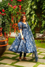Aayaa Designer Printed Tebby Silk Suit - Multi Color