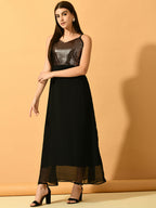 Myshka Women's Black Empire Party Dress - Distacart