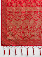 Shree Shyam Fashion Red Silk Blend Saree - Distacart