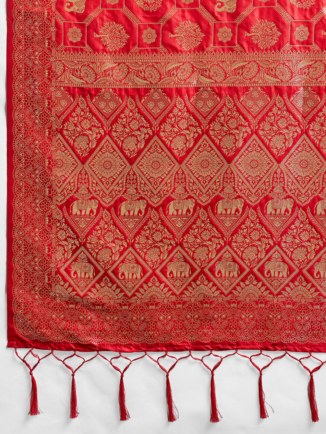 Shree Shyam Fashion Red Silk Blend Saree - Distacart