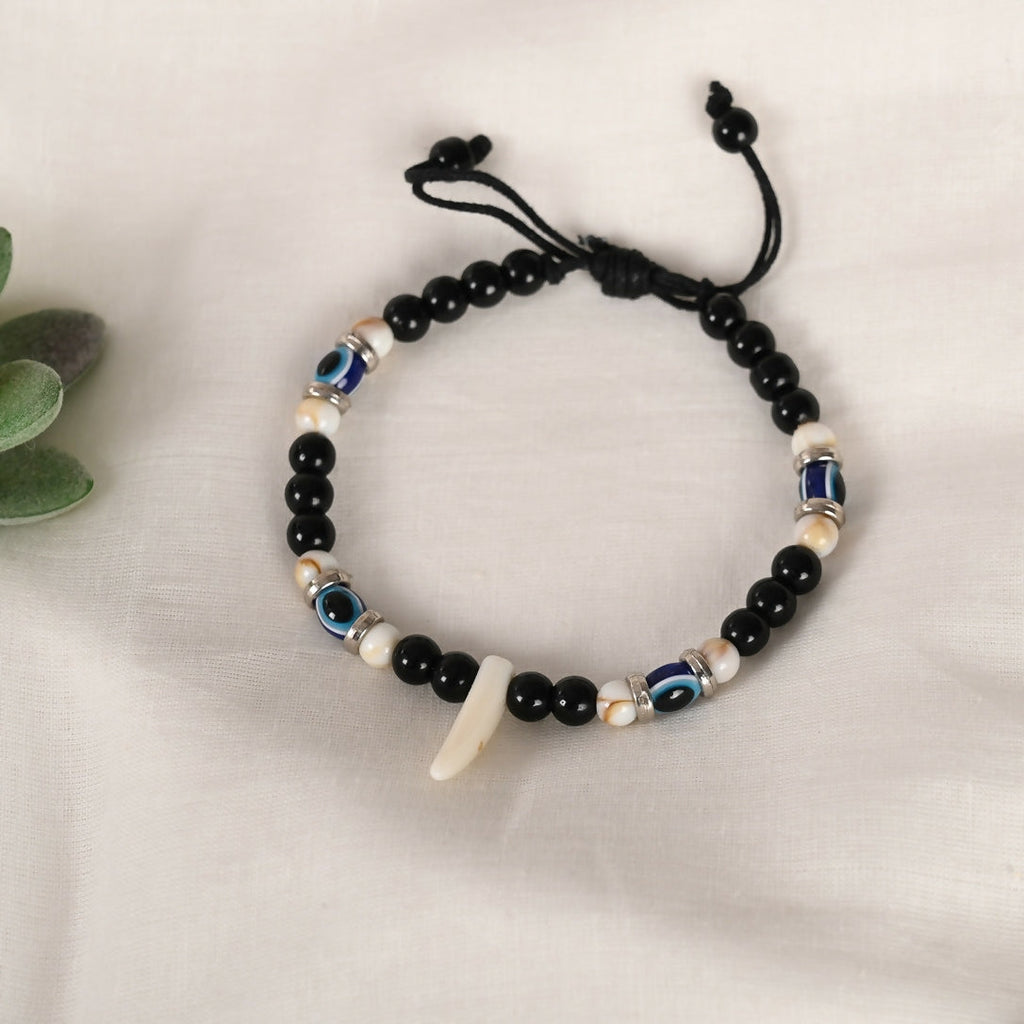 NVR Men & Women Pearl Evil Eye Adjustable Bracelet - Distacart