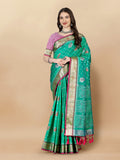 Lorenvalley Fashion Soft Silk Patola Weaving With Beautiful Rich Pallu With Blouse - Teal