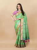Lorenvalley Fashion Soft Silk Patola Weaving With Beautiful Rich Pallu With Blouse - Parrotgreen