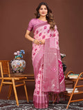 Shree Shyam Fashion Sajni Pink Linen Cotton Saree