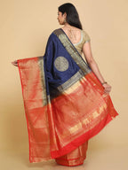 Kalamandir Woven Design Navy Blue Silk Blend Saree