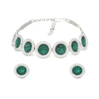 Jade Diamond and Stone Neckpiece with Studs- Ruby Raang