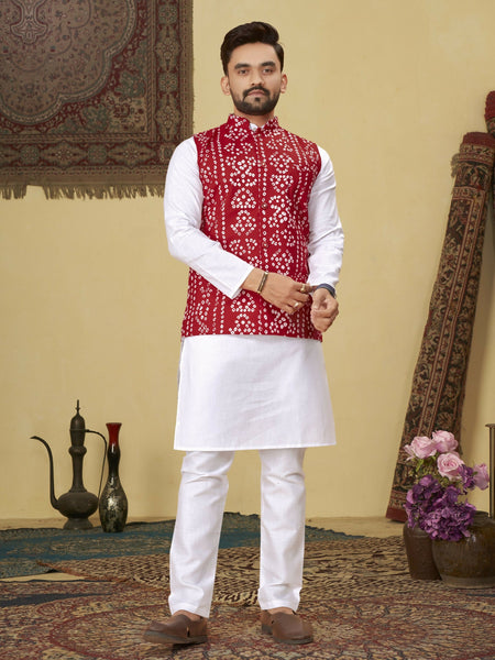Anaita Red Printed Soft Cotton Straight Kurti Kurta