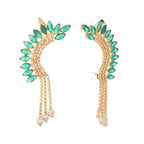 Nuyug 22K Gold Plated Faux Emerald Studded Contemporary Ear Cuff Earrings - Distacart