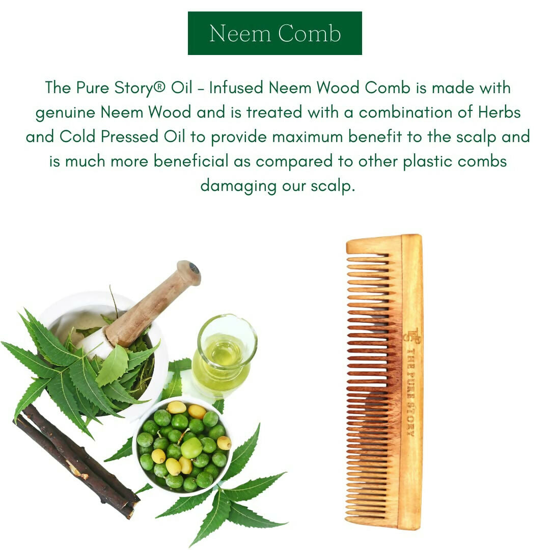 The Pure Story Oil Infused Neem Wood Dual Comb - Distacart