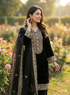Teeya Creation Black Color Fendy Silk Embroidery Work Wedding Wear Salwar Suit - Distacart