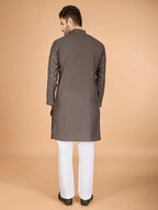 Vastranavya Brown Exclusive Festival Wear Viscose Silk Thread & Sequence Embroidered Work Kurta with Dupatta