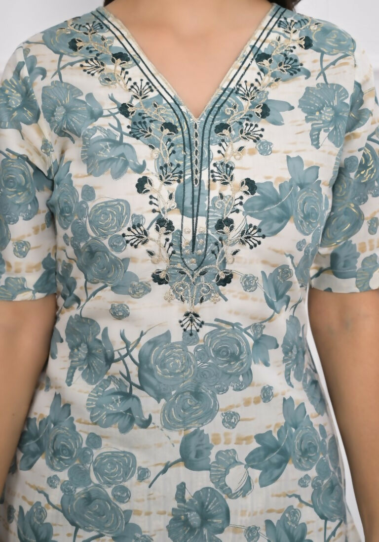 Festive Wear Ethnic Off White chanderi Stitched Suit - Anbazaar