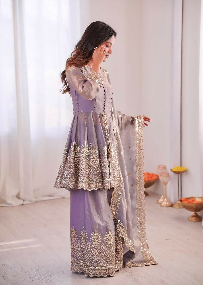 Teeya Creation Lavender Color Fendy Satin Silk Embroidery Work Party Wear Salwar Suit - Distacart