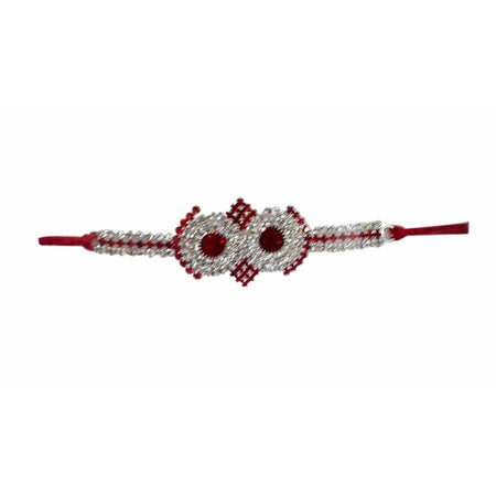 Red Kundan with White Stones Rakhi
