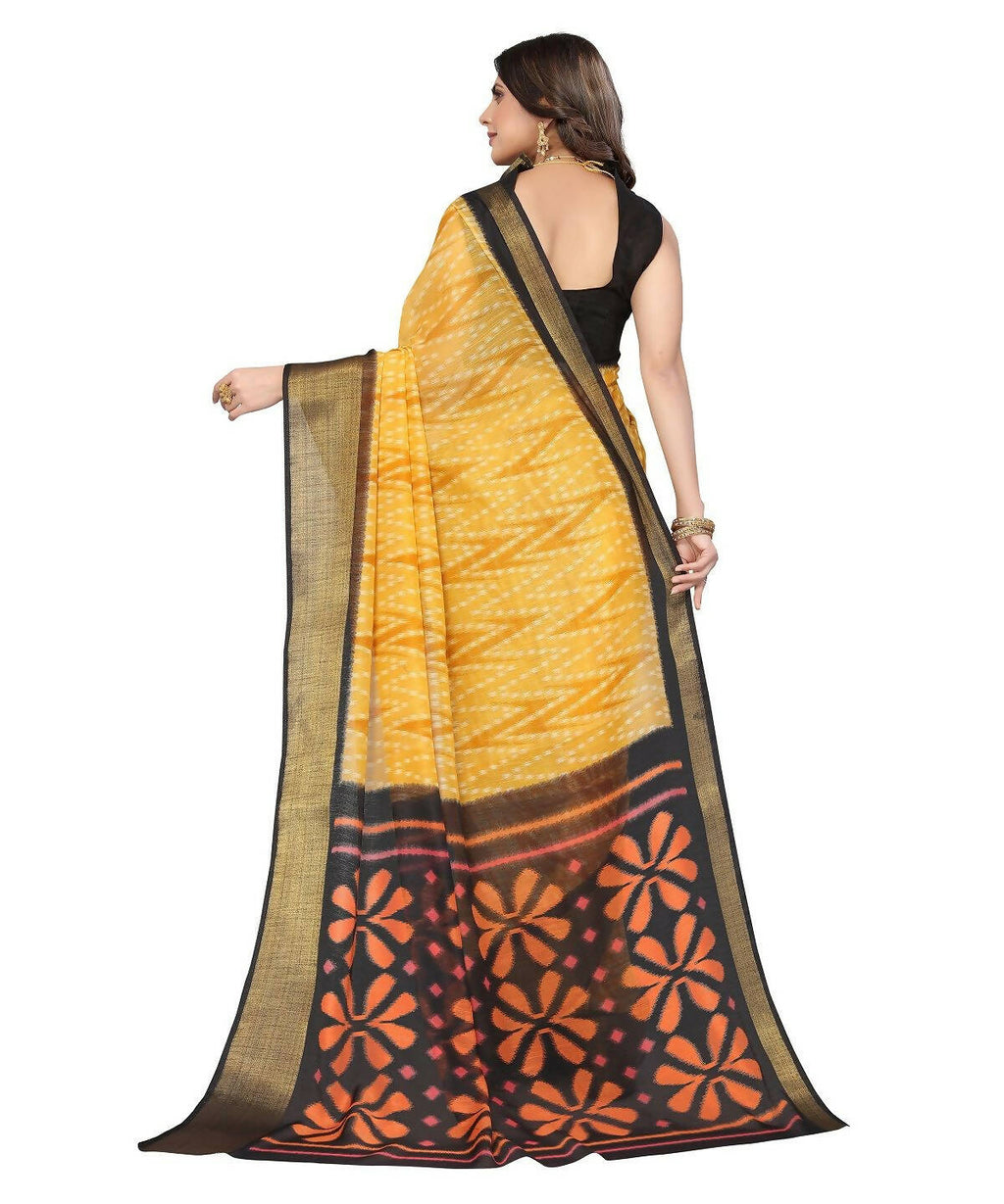 Vamika Cotton Yellow Jari Border Bollywood Style Saree (DINO YELLOW) - Distacart