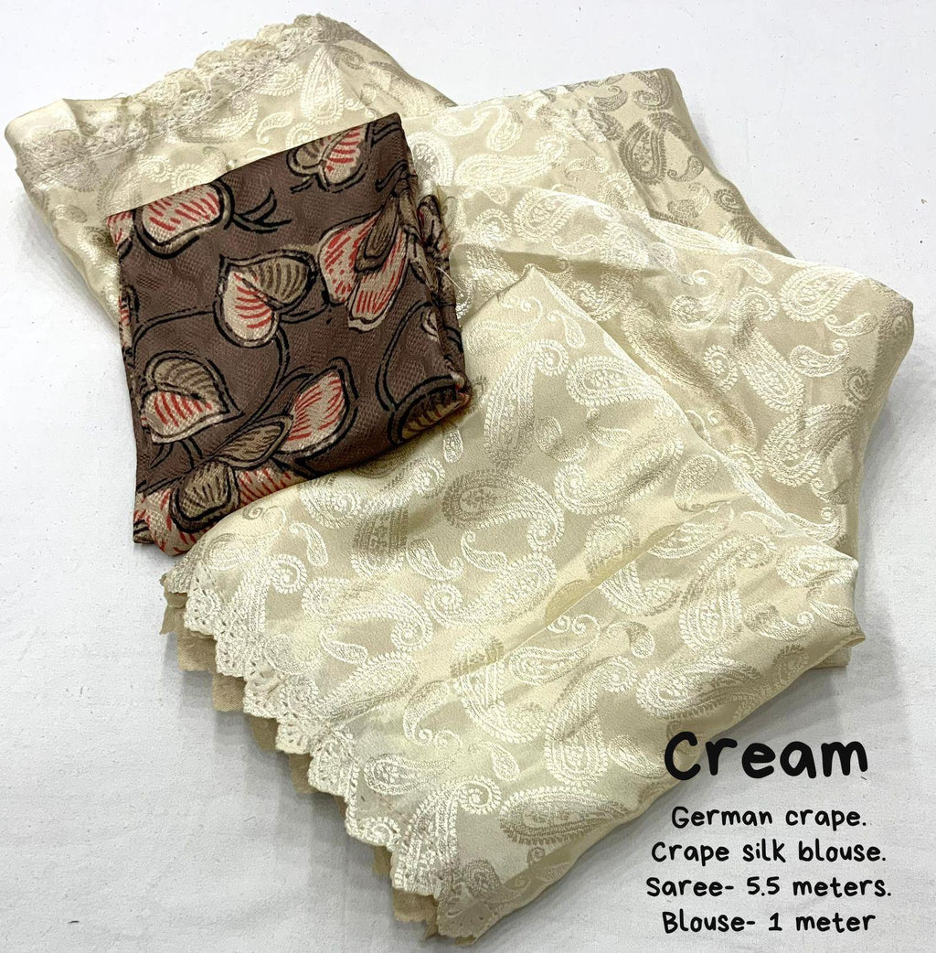 Cream Poly Silk Ethnic Motifs Saree with Unstitched Blouse - A2M