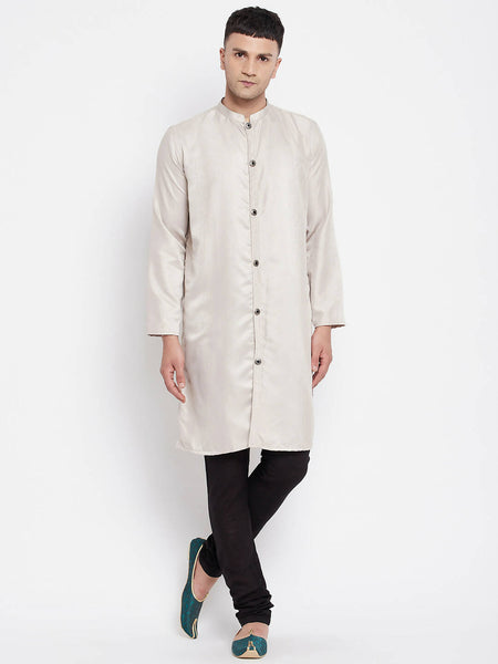 Even Apparels Beige Rayon Men's Sherwani Kurta With Open Front