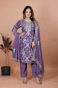 Teeya Creation Lavender Chinon Embroidery Work Party Wear Salwar Suit - Distacart