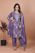 Teeya Creation Lavender Chinon Embroidery Work Party Wear Salwar Suit - Distacart