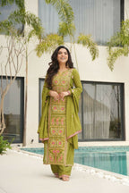Joban Fashion Perot Kurta Set Silk Sequins , Zari, Coding & Thread Embroidered work - Distacart