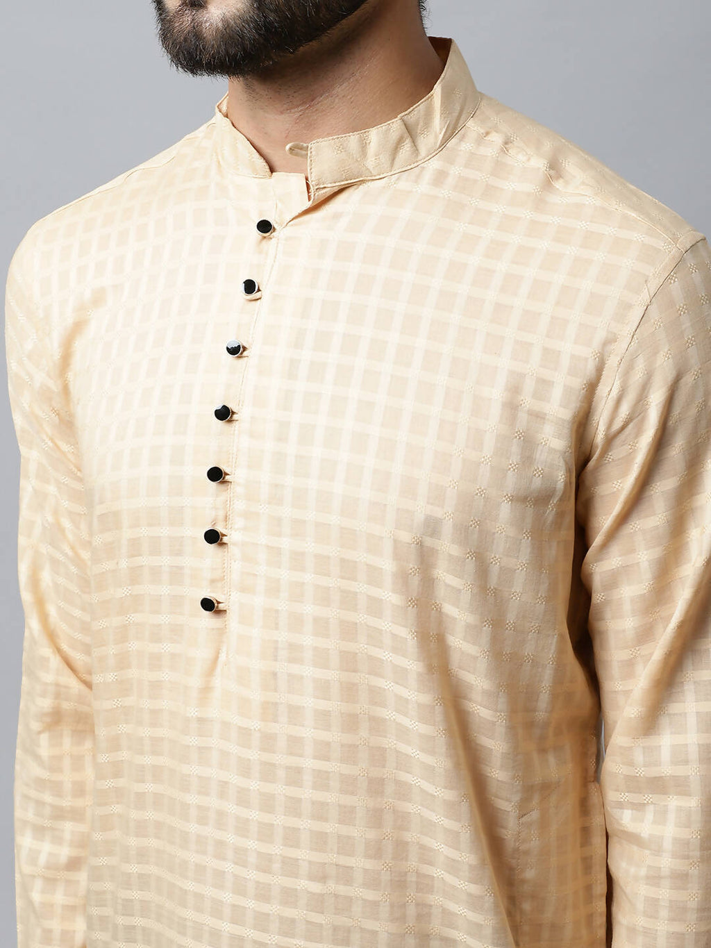 Even Apparels Beige Color Pure Cotton Men's Kurta With Side Placket (CHK1200) - Distacart