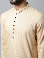 Even Apparels Beige Color Pure Cotton Men's Kurta With Side Placket (CHK1200) - Distacart