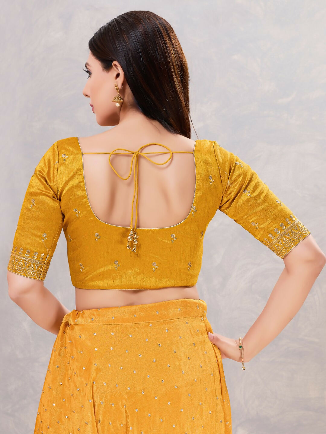 Joban Fashion Women Silk Mustard Stitched Blouse