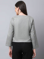 Even Apparels Grey Polywool Open Front Statement Women's Jacket (BF662)