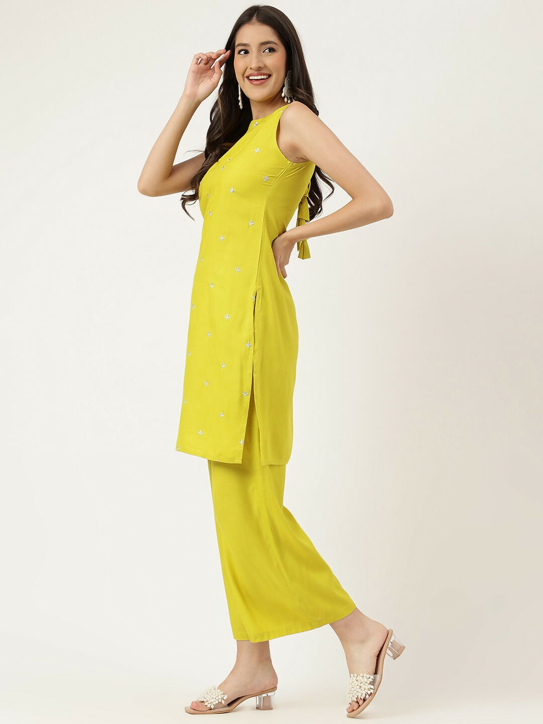 Joban Fashion Mustard Rayon and Embroidered Work Straight Kurta Bottom Set