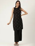 Joban Fashion Black Rayon and Embroidered Work Straight Kurta Bottom Set
